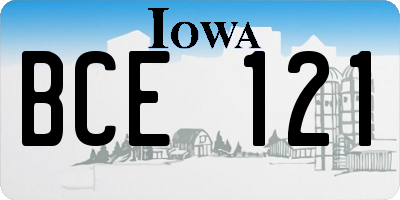 IA license plate BCE121