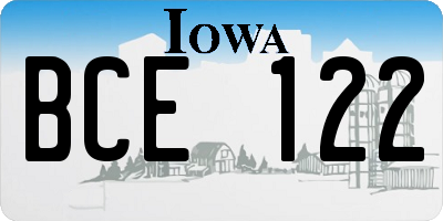 IA license plate BCE122