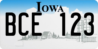 IA license plate BCE123