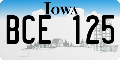 IA license plate BCE125