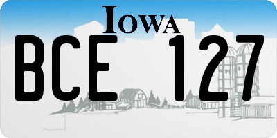 IA license plate BCE127