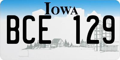 IA license plate BCE129