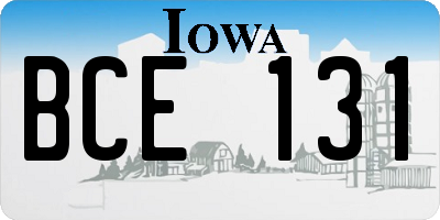 IA license plate BCE131