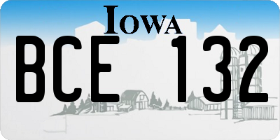 IA license plate BCE132