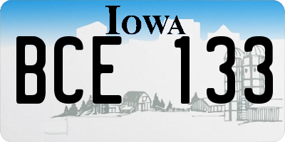 IA license plate BCE133