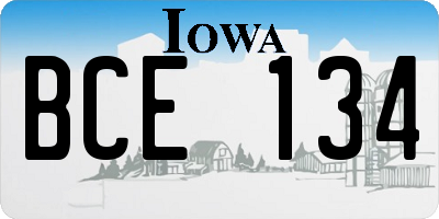 IA license plate BCE134