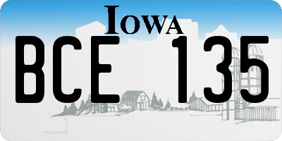 IA license plate BCE135