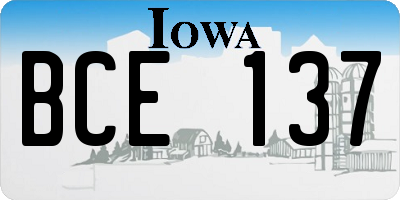 IA license plate BCE137