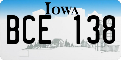IA license plate BCE138