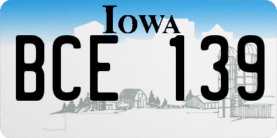 IA license plate BCE139