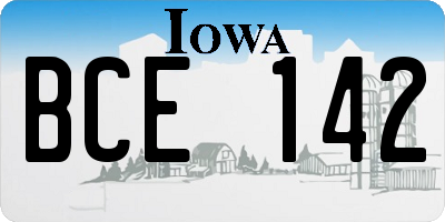 IA license plate BCE142