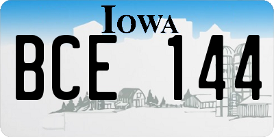 IA license plate BCE144