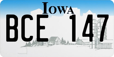 IA license plate BCE147