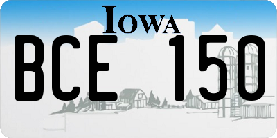 IA license plate BCE150