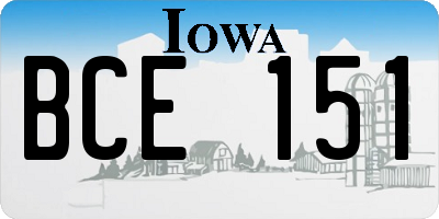IA license plate BCE151