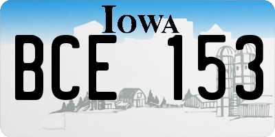 IA license plate BCE153