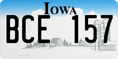 IA license plate BCE157
