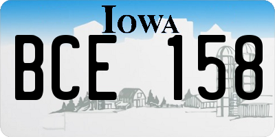 IA license plate BCE158