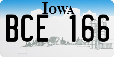 IA license plate BCE166