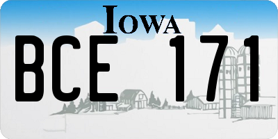 IA license plate BCE171