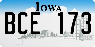 IA license plate BCE173