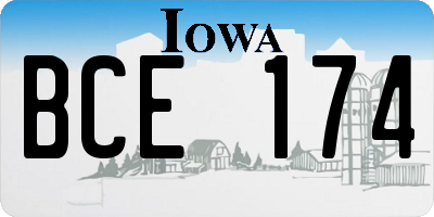 IA license plate BCE174