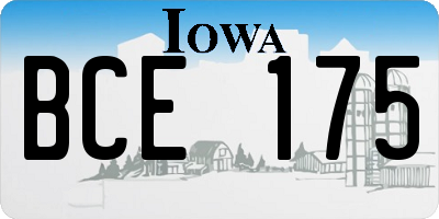 IA license plate BCE175
