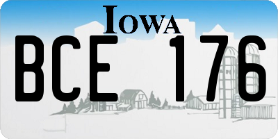 IA license plate BCE176