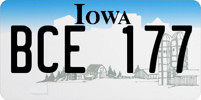 IA license plate BCE177
