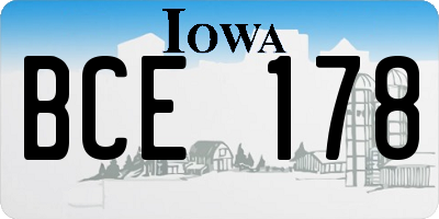 IA license plate BCE178