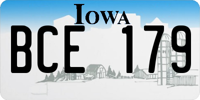 IA license plate BCE179