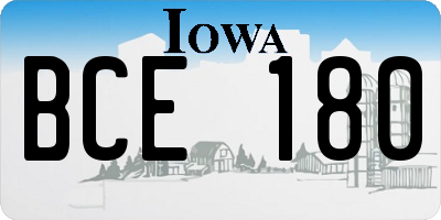 IA license plate BCE180