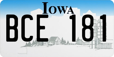 IA license plate BCE181