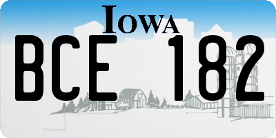 IA license plate BCE182