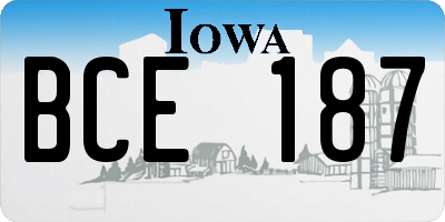 IA license plate BCE187