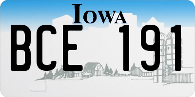 IA license plate BCE191