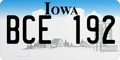 IA license plate BCE192