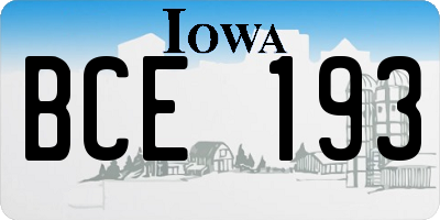 IA license plate BCE193