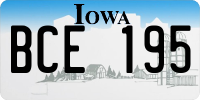IA license plate BCE195