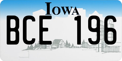 IA license plate BCE196