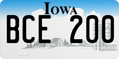 IA license plate BCE200