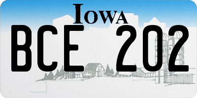 IA license plate BCE202