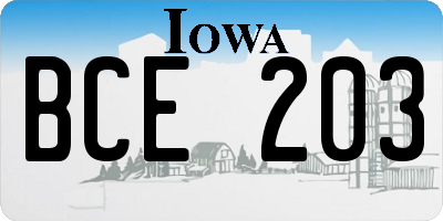 IA license plate BCE203