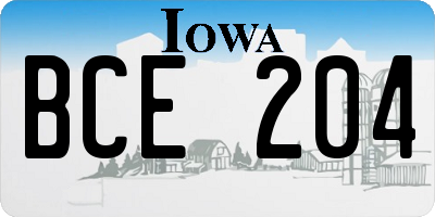 IA license plate BCE204