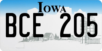 IA license plate BCE205