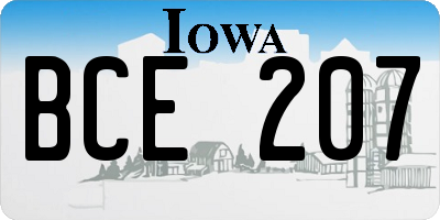 IA license plate BCE207