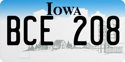 IA license plate BCE208