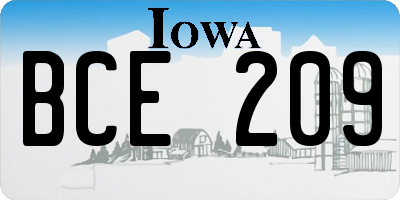 IA license plate BCE209