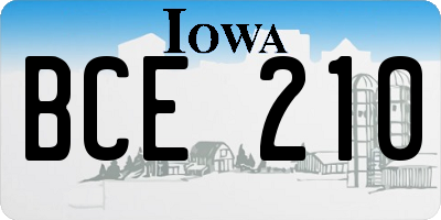 IA license plate BCE210
