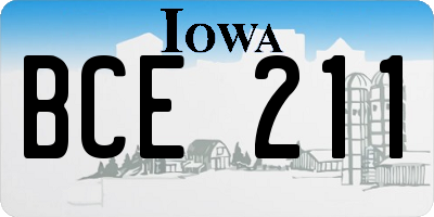 IA license plate BCE211